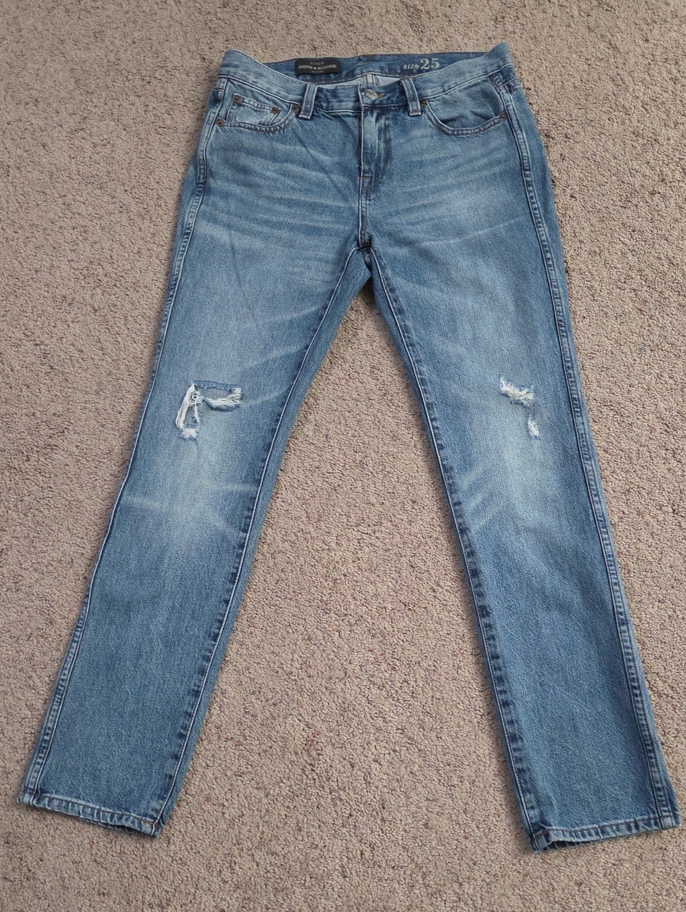 J. Crew Light Blue Skinny Distressed Jeans